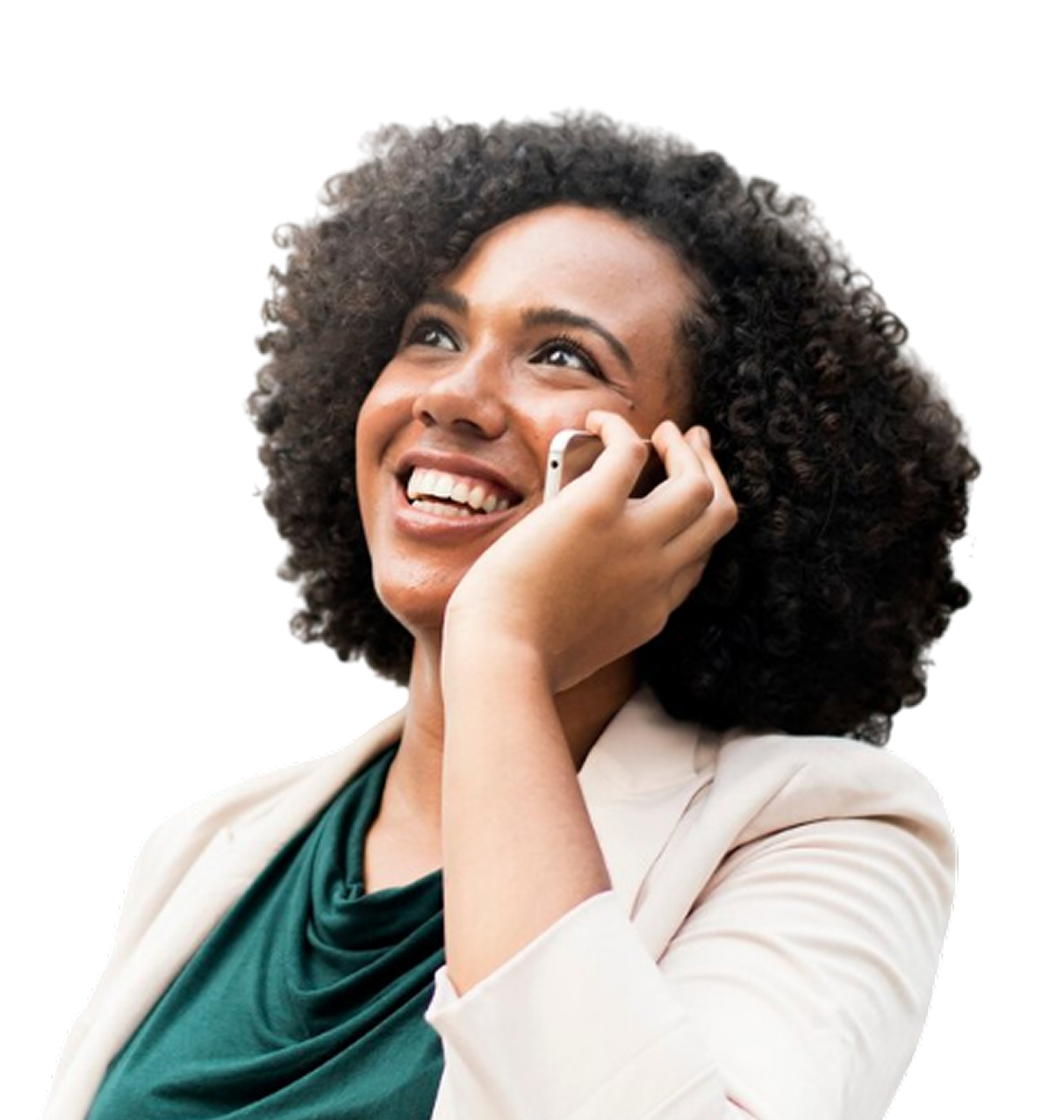 Smiling professional speaking on a phone